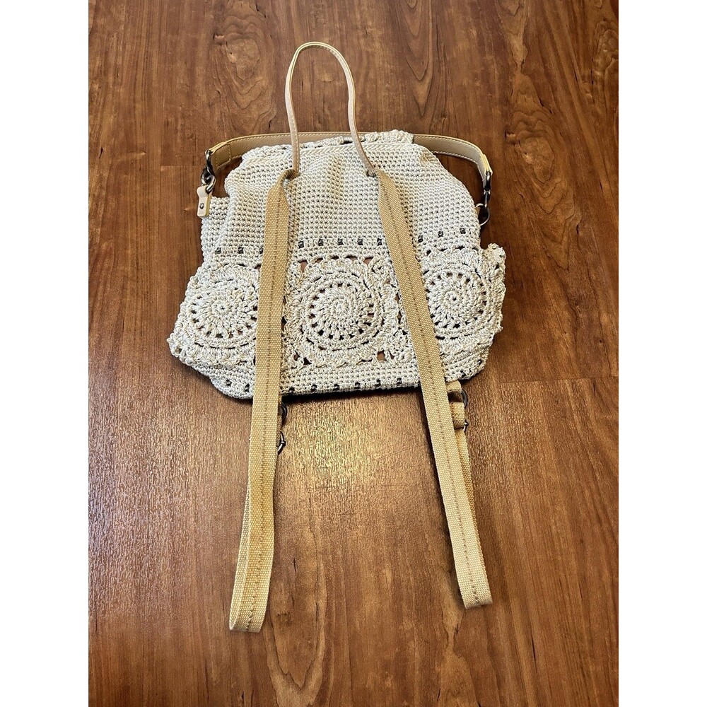 Handcrafted Cream Crochet Backpack – Women Bags - Picture 7 of 8